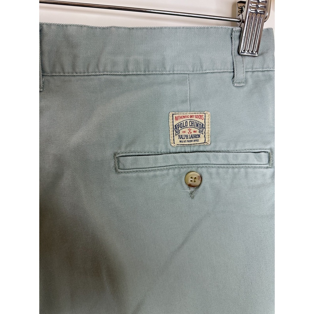 Polo Ralph Lauren Sage Green Pleated Chino Shorts Cotton Twill Relaxed - Picture 11 of 15